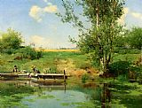 Famous River Paintings - Laundry at the Edge of the River